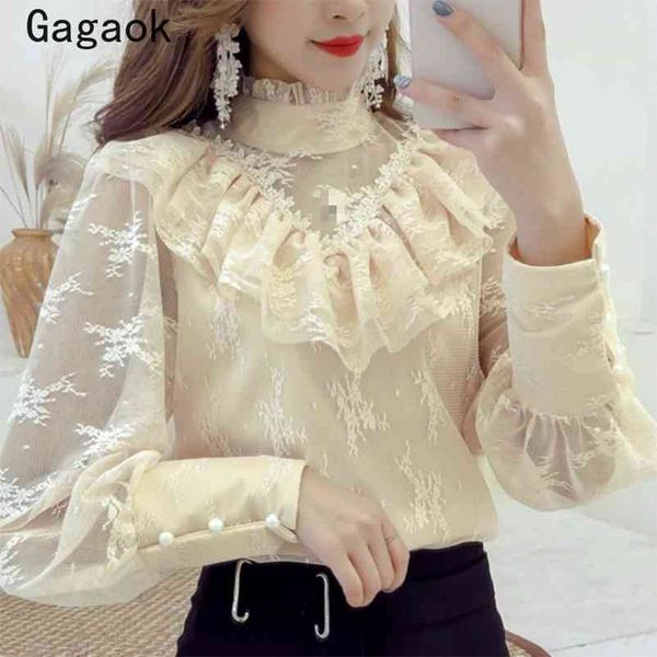 women blouses spring autumn sweet lace ruffles solid turtleneck shirts loose korean chic wild fashion pullovers 210531, White
women blouses spring autumn sweet lace ruffles solid turtleneck shirts loose korean chic wild fashion pullovers 210531, White
