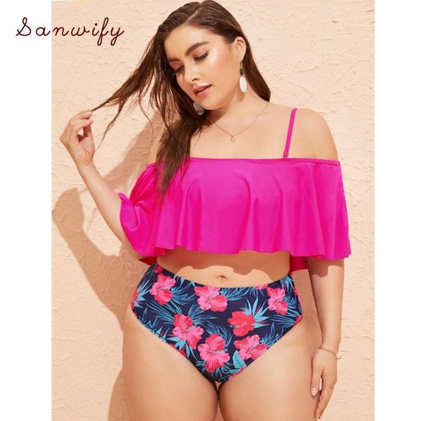 women's swimwear 2021 plus size bikini women high waist swimsuit ruffle set floral print bathing suits beach wear swimming suit, White;black
women's swimwear 2021 plus size bikini women high waist swimsuit ruffle set floral print bathing suits beach wear swimming suit, White;black