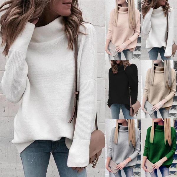 women sweater high neck casual loose knitted ladies pullover turtleneck solid color knit drop ship women's sweaters, White;black
women sweater high neck casual loose knitted ladies pullover turtleneck solid color knit drop ship women's sweaters, White;black
