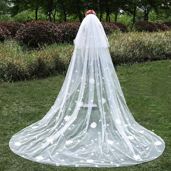 bridal veils elegant long wedding veil with comb appliques flowers petal ivory soft tulle 3 meters accessories, Black
bridal veils elegant long wedding veil with comb appliques flowers petal ivory soft tulle 3 meters accessories, Black