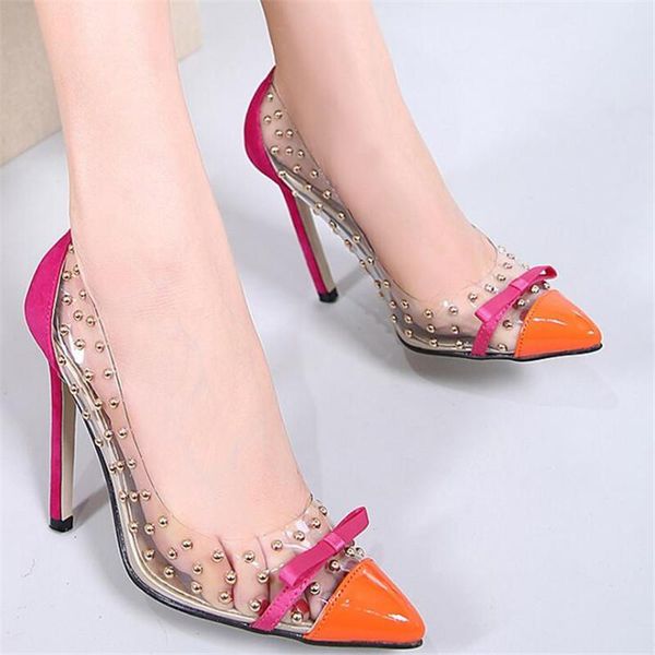 dress shoes crystal heel super nightclub rivet fine with a pointed toe large code transparent pump sapato feminino, Black
dress shoes crystal heel super nightclub rivet fine with a pointed toe large code transparent pump sapato feminino, Black