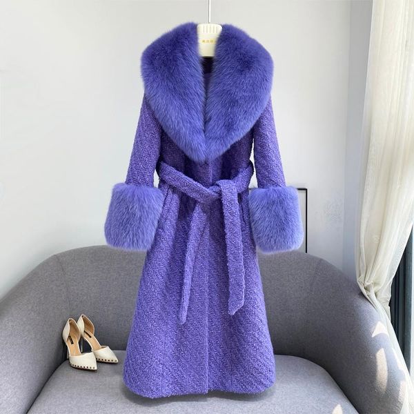 women's fur & faux 2021 winter imported collar coat mid-length wool woolen cinched thickening temperament, Black
women's fur & faux 2021 winter imported collar coat mid-length wool woolen cinched thickening temperament, Black