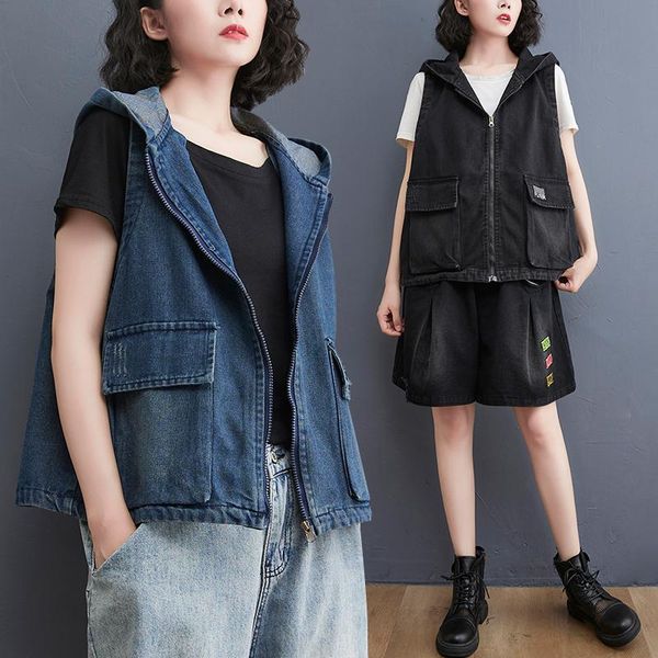 women's vests summer denim vest hooded jackets women short oversize casual loose jeans coats plus size shirt double pocket outerwear fe, Black;white
women's vests summer denim vest hooded jackets women short oversize casual loose jeans coats plus size shirt double pocket outerwear fe, Black;white
