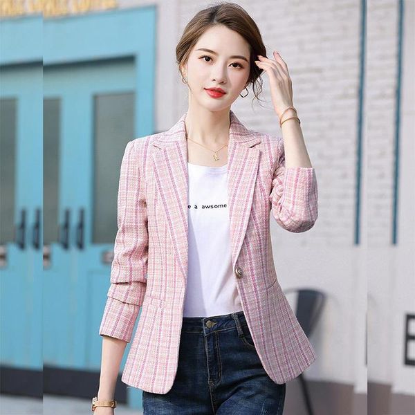 women blazer autumn slim single button plaid pockets jackets female retro suits coat feminino blazers women's &, White;black
women blazer autumn slim single button plaid pockets jackets female retro suits coat feminino blazers women's &, White;black