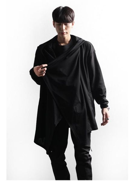 men's vests t-shirt hooded cardigan coat thin asymmetric personality casual fashion loose large size, Black;white
men's vests t-shirt hooded cardigan coat thin asymmetric personality casual fashion loose large size, Black;white