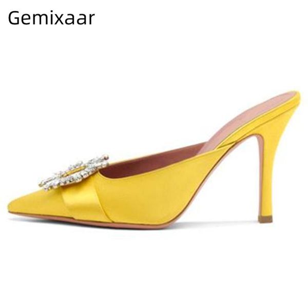 slippers pointed toe high heel shoes woman 10cm thin heels luxury satin crystal sunflower buckle outwear women, Black
slippers pointed toe high heel shoes woman 10cm thin heels luxury satin crystal sunflower buckle outwear women, Black
