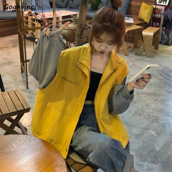 women basic jackets patchwork front pockets windbreaker ulzzang stylish leisure outwear student daily females loose ins autumn women's, Black;brown
women basic jackets patchwork front pockets windbreaker ulzzang stylish leisure outwear student daily females loose ins autumn women's, Black;brown