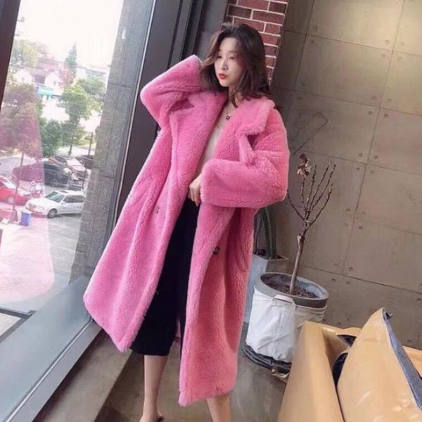 women's fur & faux teddy bear coat plush tide spring winter oversize long coats warm sleeve solid fashion overcoat female, Black
women's fur & faux teddy bear coat plush tide spring winter oversize long coats warm sleeve solid fashion overcoat female, Black
