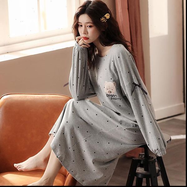 autumn winter warm nightgown women sleepwear cute litter bear dot girls long sleeve soft pyjamas cotton loose casual nightdress, Black;red
autumn winter warm nightgown women sleepwear cute litter bear dot girls long sleeve soft pyjamas cotton loose casual nightdress, Black;red