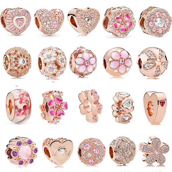 925 sterling silver charm rose gold floral heart beaded beads for pandora bracelet women fashion jewelry, Black
925 sterling silver charm rose gold floral heart beaded beads for pandora bracelet women fashion jewelry, Black