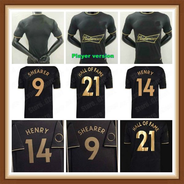 player version 2021 2022 epl hall of fame special soccer jerseys #9 shearer #14 henry maillots de foot black football shirt, Black;yellow
player version 2021 2022 epl hall of fame special soccer jerseys #9 shearer #14 henry maillots de foot black football shirt, Black;yellow