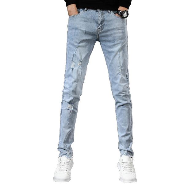 men's jeans man mens pants korean pantalon homme denim trousers men ripped hole casual, Blue
men's jeans man mens pants korean pantalon homme denim trousers men ripped hole casual, Blue