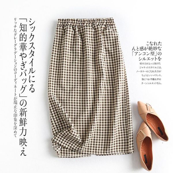 plaid skirt women's split a- line korean high waist loose mid-length skirts, Black 
plaid skirt women's split a- line korean high waist loose mid-length skirts, Black