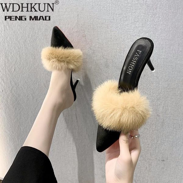 slippers 2021 personality women women's shoes slip on sandals high heel fur slides fashion autumn ladies, Black
slippers 2021 personality women women's shoes slip on sandals high heel fur slides fashion autumn ladies, Black
