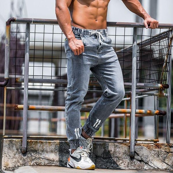 men's jeans comfortable gym muscle training pants fashion casual running, Blue
men's jeans comfortable gym muscle training pants fashion casual running, Blue