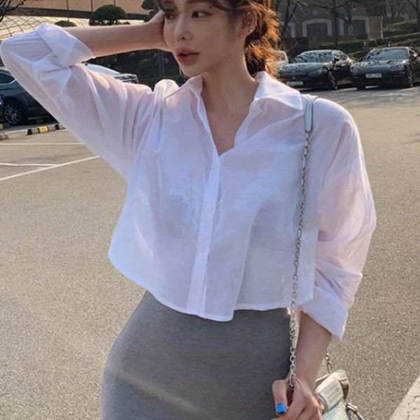 women's blouses & shirts women short loose cotton long sleeve summer casual blouse tunic sunscreen shirt thin jacket coat korean style, White
women's blouses & shirts women short loose cotton long sleeve summer casual blouse tunic sunscreen shirt thin jacket coat korean style, White