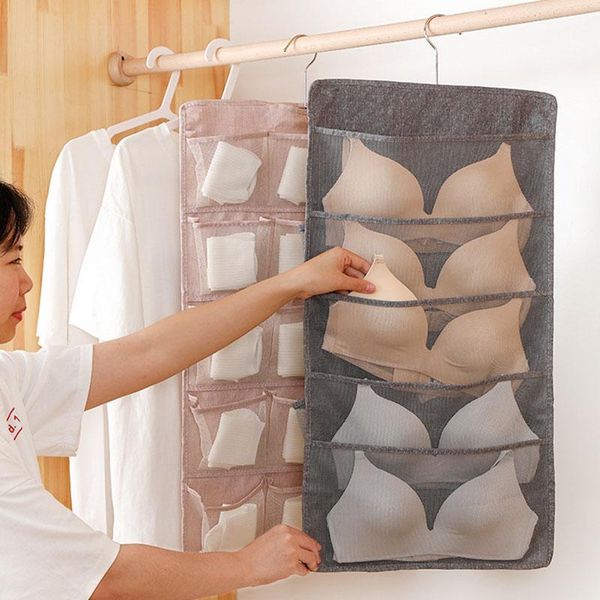 grids double-sided underwear storage hanging bag cationic waterproof bra socks non-woven wall wardrobe organizer boxes & bins
grids double-sided underwear storage hanging bag cationic waterproof bra socks non-woven wall wardrobe organizer boxes & bins