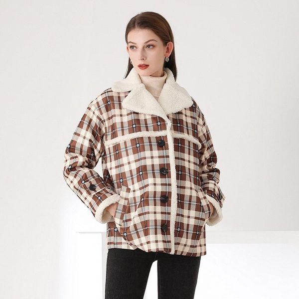 jacques winter locomotive style women's plaid long-sleeved lapel plush coat jackets, Black;brown
jacques winter locomotive style women's plaid long-sleeved lapel plush coat jackets, Black;brown