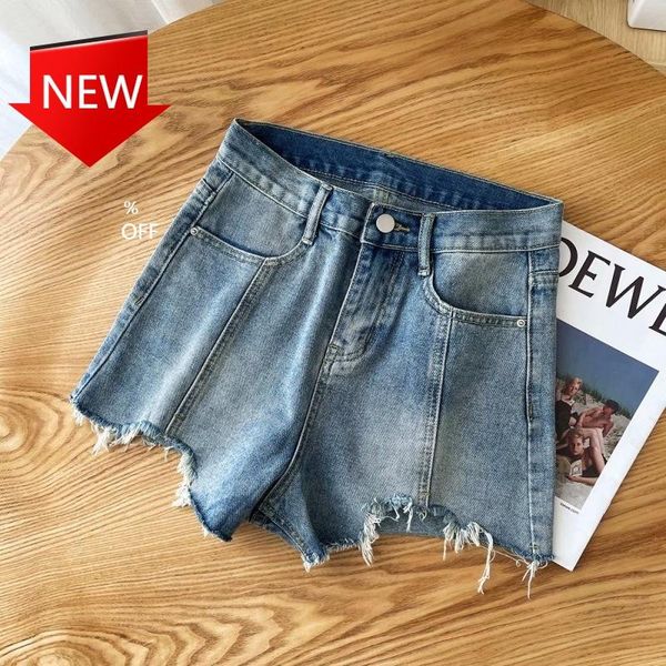 women's jeans korean style fashion wear 21 summer preppy washed wear-white frayed mid-seam denim shorts, Blue
women's jeans korean style fashion wear 21 summer preppy washed wear-white frayed mid-seam denim shorts, Blue