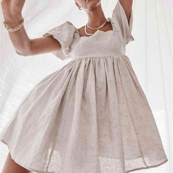 women vintage lantern sleeve hemp a-line party dress short square collar solid casual mini girls summer 210623, Black;gray
women vintage lantern sleeve hemp a-line party dress short square collar solid casual mini girls summer 210623, Black;gray