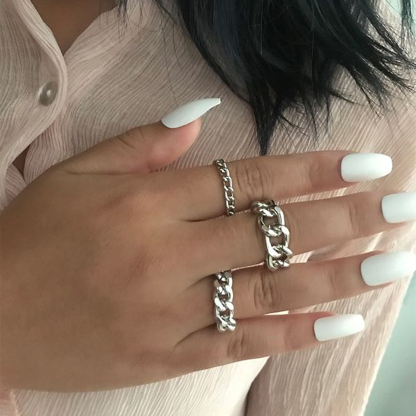 3 pcs/set simple women rings set geometric metal chain finger knuckle silver color ring fashion party female jewelry gift cluster, Golden;silver
3 pcs/set simple women rings set geometric metal chain finger knuckle silver color ring fashion party female jewelry gift cluster, Golden;silver