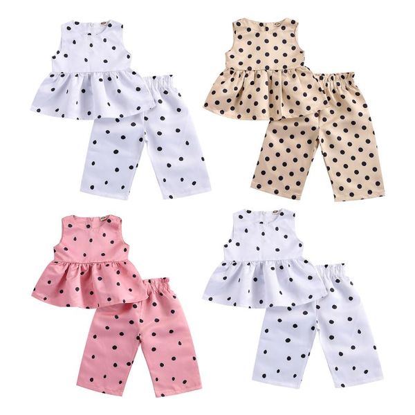 2pcs toddler girl summer outfits, classic polka dots sleeveless ruffle tank + pants set clothing sets, White
2pcs toddler girl summer outfits, classic polka dots sleeveless ruffle tank + pants set clothing sets, White