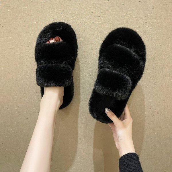slippers plush fluffy flip flops ladies home comfortable soft flat sandals cute women's shoes, Black
slippers plush fluffy flip flops ladies home comfortable soft flat sandals cute women's shoes, Black