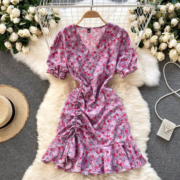 casual dresses summer women's 2021 temperament v-neck machine drawstring pleated slim short floral dress, Black;gray
casual dresses summer women's 2021 temperament v-neck machine drawstring pleated slim short floral dress, Black;gray
