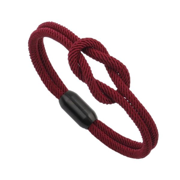 link, chain design men women color mixing knot leather stainless steel magnet buckle navy style friendship jewelry pulseras, Black
link, chain design men women color mixing knot leather stainless steel magnet buckle navy style friendship jewelry pulseras, Black