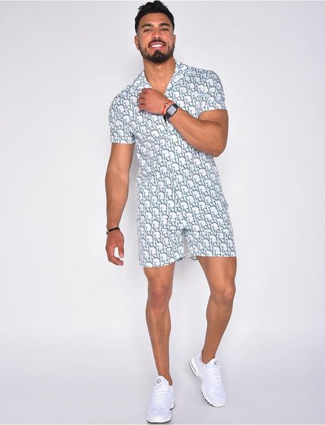 men's tracksuits summer 2021 tracksuit printed short-sleeved shirts + beach shorts 2 piece fashion male casual trousers, Gray
men's tracksuits summer 2021 tracksuit printed short-sleeved shirts + beach shorts 2 piece fashion male casual trousers, Gray