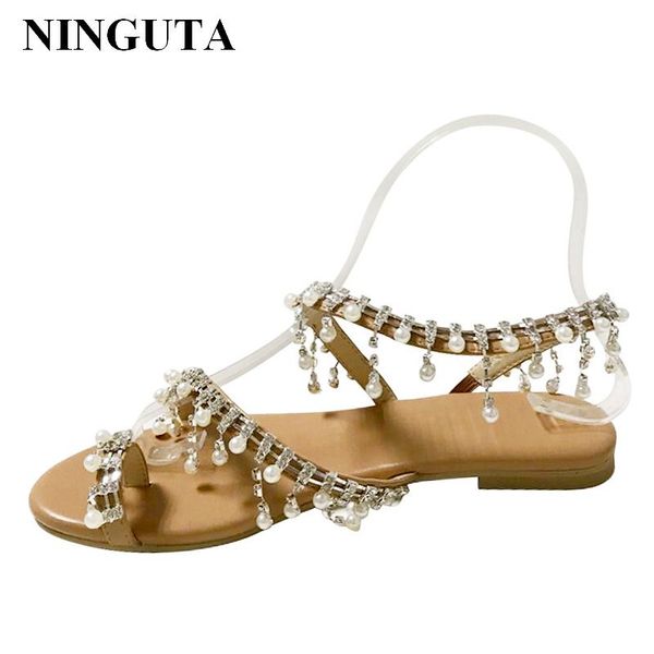sandals ninguta flat pearl crystal women fashion summer tassel shoes woman, Black
sandals ninguta flat pearl crystal women fashion summer tassel shoes woman, Black