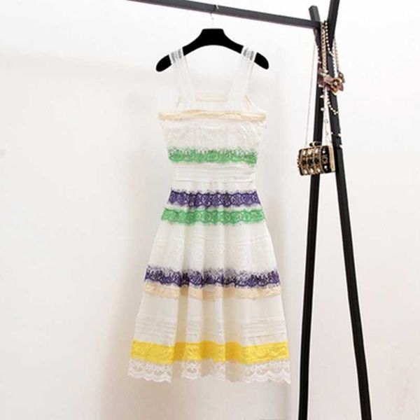 summer est runway designer colorful striped patchwork spaghetti strap dress floral crochet hollow out lace 210525, Black;gray
summer est runway designer colorful striped patchwork spaghetti strap dress floral crochet hollow out lace 210525, Black;gray