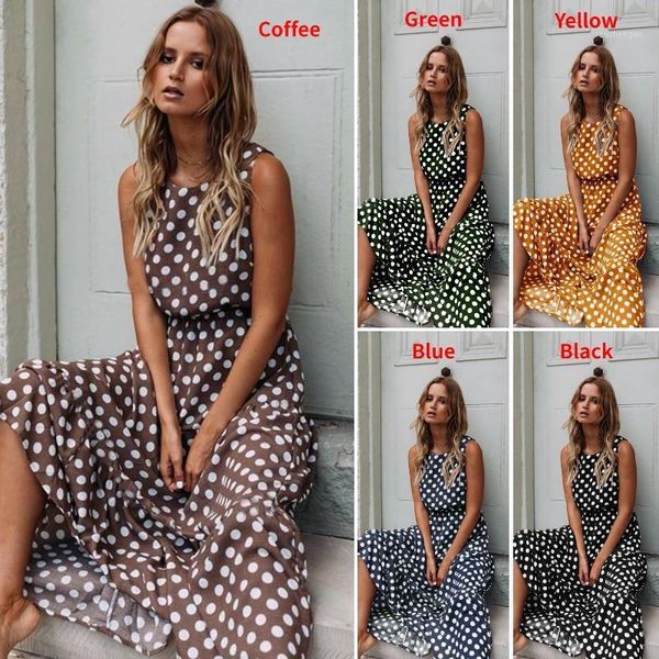 fashion polka dot printed dress women summer sleeveless bohemian maxi dresses casual, Black;gray
fashion polka dot printed dress women summer sleeveless bohemian maxi dresses casual, Black;gray