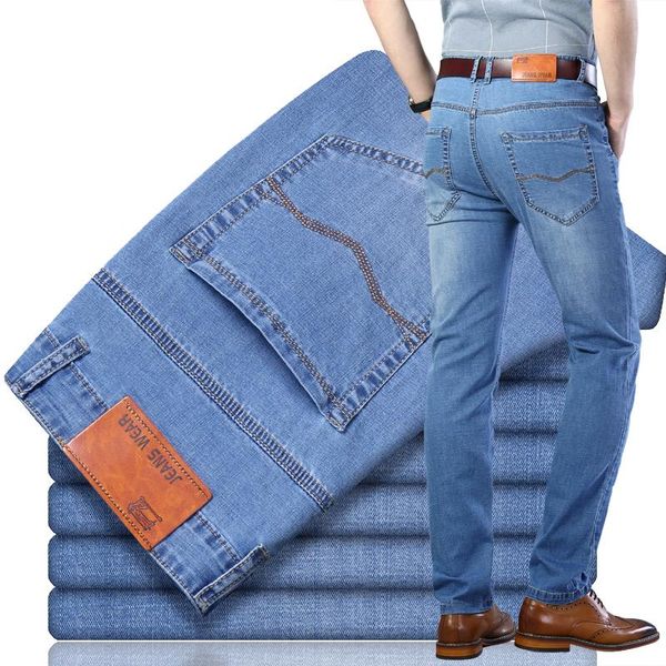 men's jeans business casual stretch 2021 spring and summer loose straight fashion thin denim trousers male brand slim pants, Blue
men's jeans business casual stretch 2021 spring and summer loose straight fashion thin denim trousers male brand slim pants, Blue