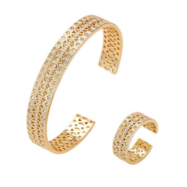 earrings & necklace women's open bracelet ring two piece set 3a zircon hollow out design fashion jewelry, Silver
earrings & necklace women's open bracelet ring two piece set 3a zircon hollow out design fashion jewelry, Silver