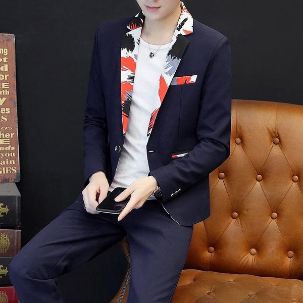 men's suits & blazers suit 2021 two piece spring autumn slim fit fashion printing korean personality coat clothes + pants, White;black
men's suits & blazers suit 2021 two piece spring autumn slim fit fashion printing korean personality coat clothes + pants, White;black