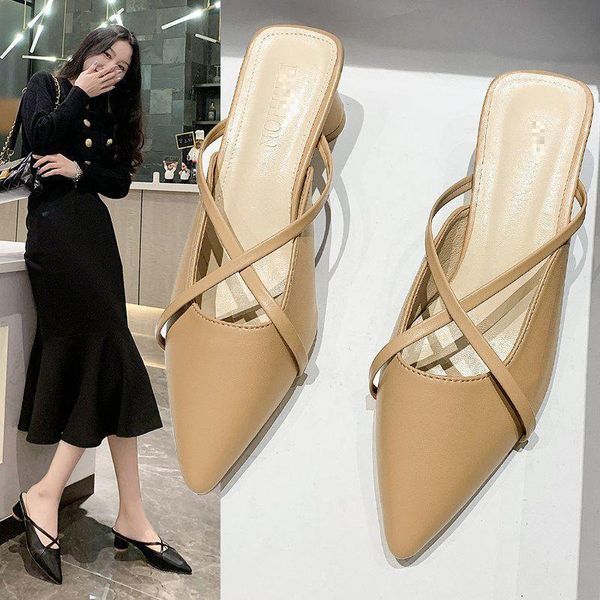 slippers for women pointed thick heel sandals cross-tied square heels leisure slides mules women's summer lady shoes, Black
slippers for women pointed thick heel sandals cross-tied square heels leisure slides mules women's summer lady shoes, Black