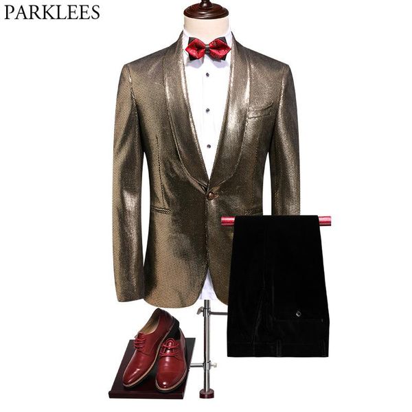 mens stylish shawl collar one button gold metallic suits with pants nightclub disco stage prom shiny set men costume homme men's & blaz, White;black
mens stylish shawl collar one button gold metallic suits with pants nightclub disco stage prom shiny set men costume homme men's & blaz, White;black