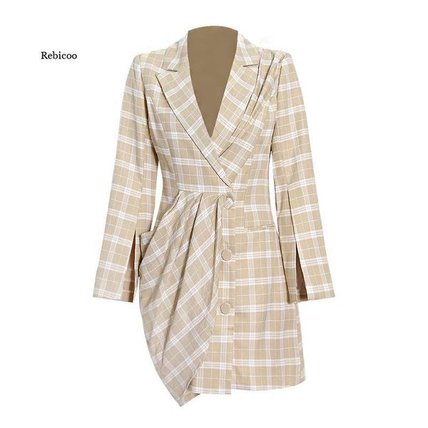 casual dresses elegant plaid dress for women notched long sleeve back split dreses female fashion clothing spring tide, Black;gray
casual dresses elegant plaid dress for women notched long sleeve back split dreses female fashion clothing spring tide, Black;gray