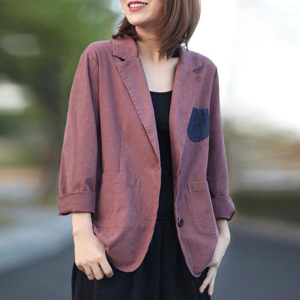 women's suits & blazers small suit jacket female 2021 spring and autumn long sleeve literary casual loose stylish color matching cotton, White;black
women's suits & blazers small suit jacket female 2021 spring and autumn long sleeve literary casual loose stylish color matching cotton, White;black