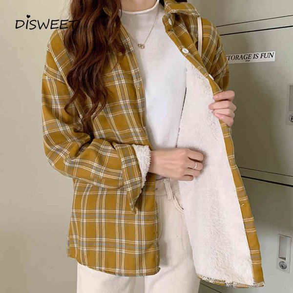 sweaters plus cashmere plaid woman retro long-sleeved thick single breasted loose women casual warm slim women's shirt, White;black
sweaters plus cashmere plaid woman retro long-sleeved thick single breasted loose women casual warm slim women's shirt, White;black