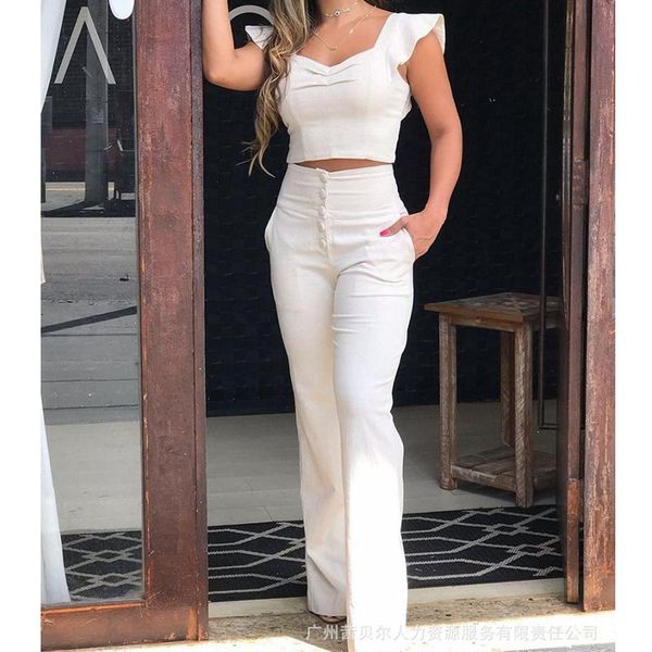 women's two piece pants mandylandy beige casual sets women fashion sleeveless tank 2 outfits straight wide leg, White
women's two piece pants mandylandy beige casual sets women fashion sleeveless tank 2 outfits straight wide leg, White