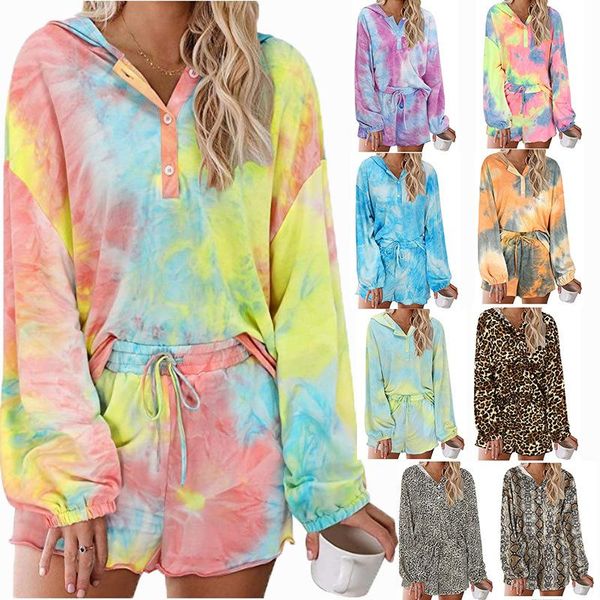 women's tracksuits tie dye tracksuit women two piece set summer clothes hooded t-shirt and shorts pajamas suit casual loose lounge wear, Gray
women's tracksuits tie dye tracksuit women two piece set summer clothes hooded t-shirt and shorts pajamas suit casual loose lounge wear, Gray