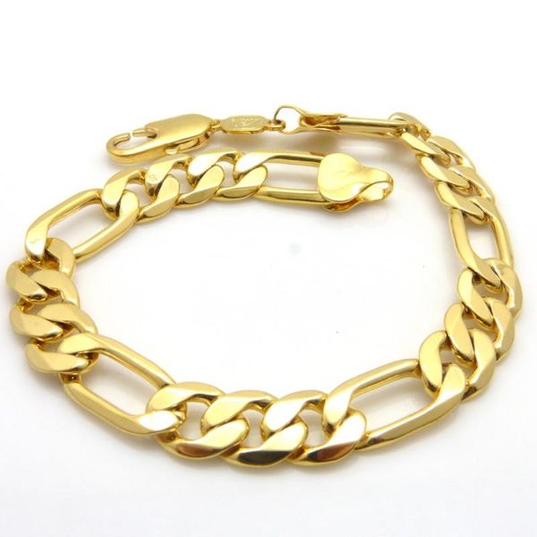 link, chain figaro link solid yellow gold filled mens bracelet classic jewelry, Black
link, chain figaro link solid yellow gold filled mens bracelet classic jewelry, Black