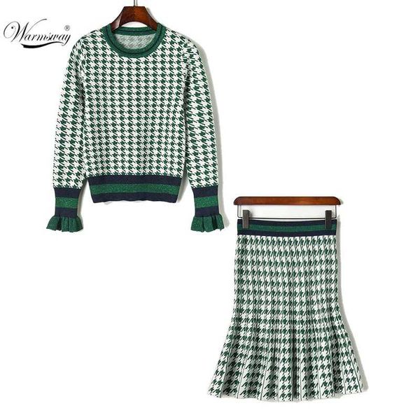 two piece dress contrast color gold thread thousand bird pattern auricle sleeve o-neck elegant sweater skirt suit women cy-018, White
two piece dress contrast color gold thread thousand bird pattern auricle sleeve o-neck elegant sweater skirt suit women cy-018, White