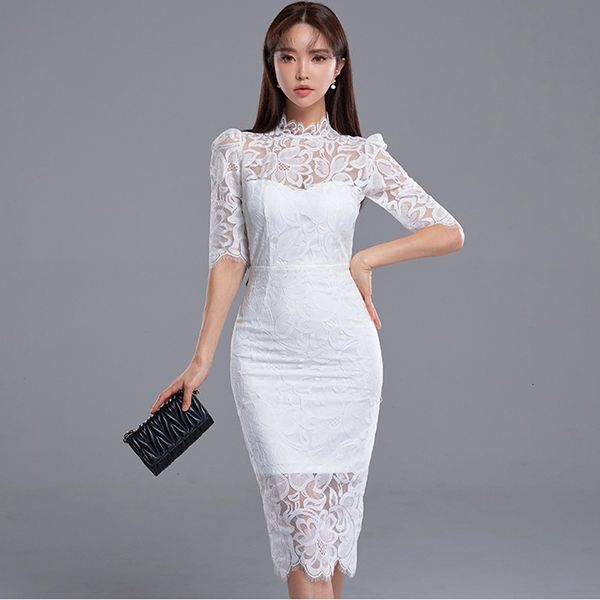 arrival fashion midi spring ladies'party professional temperament perspective lace fine pencil dress, Black;gray
arrival fashion midi spring ladies'party professional temperament perspective lace fine pencil dress, Black;gray