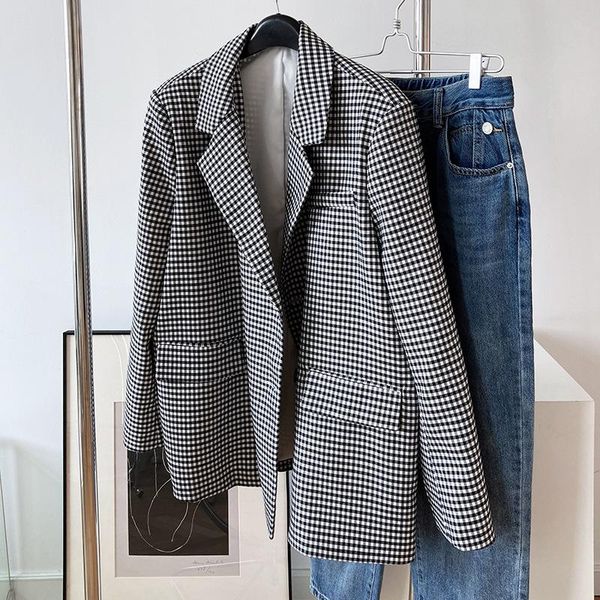 korean black white plaid oversized blazer coat women's spring autumn long sleeve loose suit jacket office lady suits & blazers, White;black
korean black white plaid oversized blazer coat women's spring autumn long sleeve loose suit jacket office lady suits & blazers, White;black