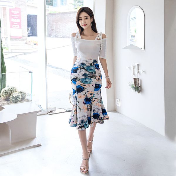 arrival stylish style sets women summer lady skirt long white off shirt two pieces together, Black
arrival stylish style sets women summer lady skirt long white off shirt two pieces together, Black