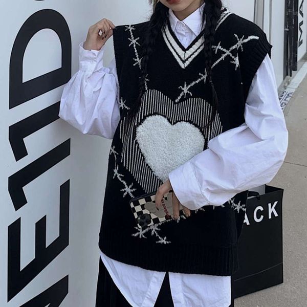 autumn winter neck sweater striped towel embroidered loose sleeveless vest ma jianv, White
autumn winter neck sweater striped towel embroidered loose sleeveless vest ma jianv, White