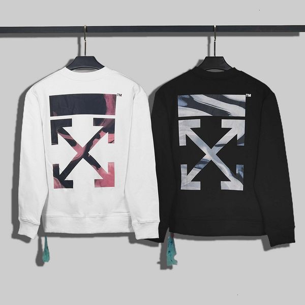 off tide brand white new front embroidered small label back flstyleing colorful pattern round neck sweater, Black
off tide brand white new front embroidered small label back flstyleing colorful pattern round neck sweater, Black